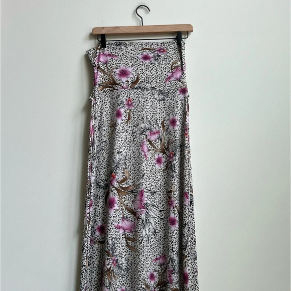 WHBM Strapless Convertible Matte Jersey Dress Maxi Skirt Sunset Floral Animal - Picture 4 of 16